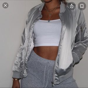 UNIF X URBAN OUTFITTERS silver bomber jacket